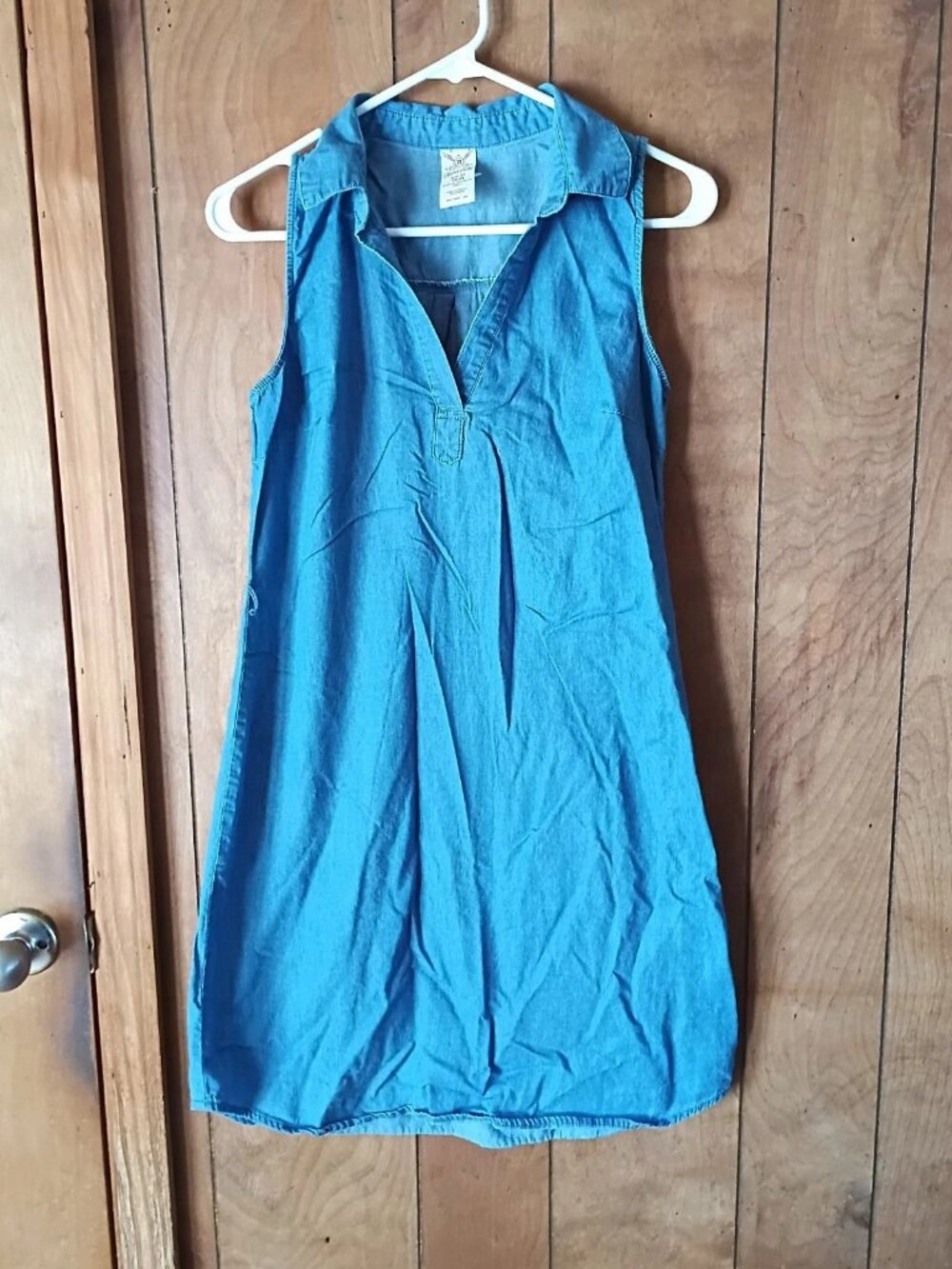 Faded Glory Blue Cotton Sleeveless Shift Dress Size Small Casual Summer